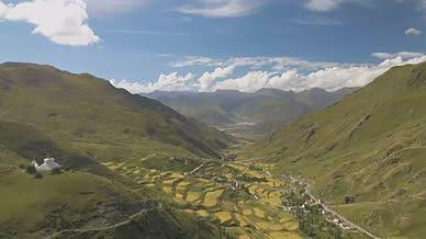 西藏扎巴山梯田山谷视频的预览图